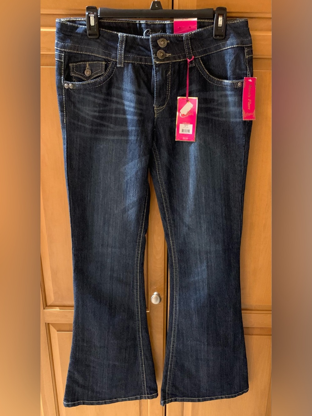 NWT Candies Dark Blue Wash Junior's Barely Flare Denim Jeans Size 9